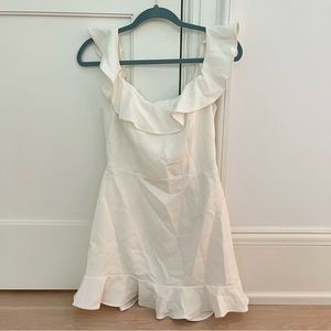 French Connection White off the shoulder ruffle dress